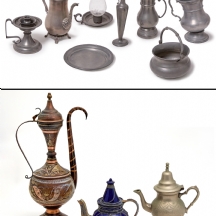 11 חפצי נוי שונים עשויים מתכות שונות, רובם עשוים פיוטר