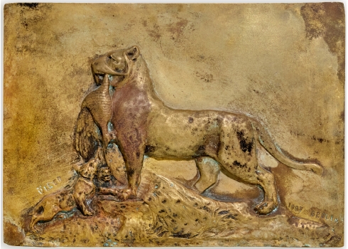 תבליט ברונזה גרמני עתיק על פי מודל מאת: אוגוסט ניקולא קיין