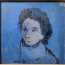 מוקדי משה (1975-1902, Moshe Mokady) - ילדה כחולה, שמן על לוח