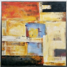 'פנים חדר בכתום', שמן על בד, חתום בגב 'kimhy' ומתוארך 2004