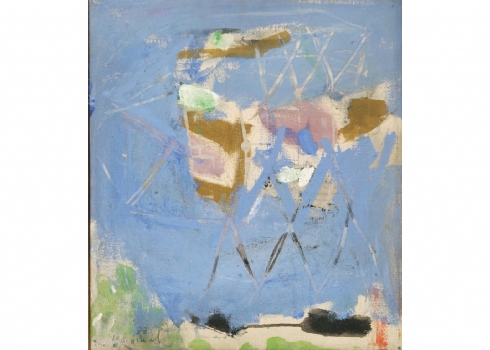 לאה ניקל (ישראלית, 2005-1918) שמן על בד חתום ומתוארך 1983