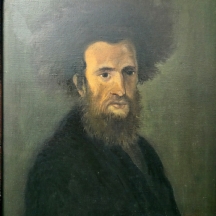 פורטרט חסיד יהודי- ציור עתיק, שמן על בד, חתום: Gotlieb