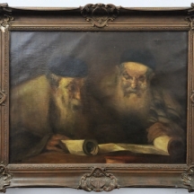 שני יהודים לומדים תורה ציור אירופאי עתיק מסוף המאה ה-19 או תחילת ה-20