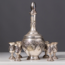 סט קידוש מהודר מתוצרת חברת 'הצורפים' עשוי כסף 'סטרלינג' (925) חתום ונושא הקדשה