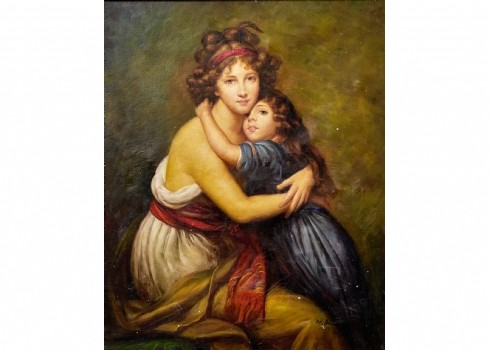 ציור על פי ציור המופת הידוע "דיוקן עצמי עם ז'ולי", שמן על בד חתום