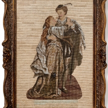 תמונה עתיקה מסוף המאה ה-19 (אנגלית ויקטוריאנית או צרפתית) עשויה חרוזי זכוכית