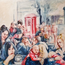 עדית פאנק (Adit Pank) - 'שעת צהריים' - שמן על בד, חתום