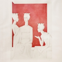 משה פרופס (Moshe Proppes) - 'שלוש מלכות אדומות' - ליטוגרפיה