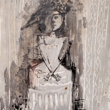 בן דוד (Ben David) – 'אישה באפור' – טכניקה מעורבת על נייר