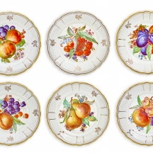 6 צלחות פורצלן מעוטרות פירות