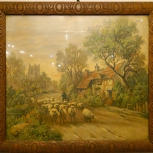 רועה צאן ועדר כבשים - הדפס של ציור עתיק