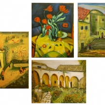 4 ציורי שמן על בד