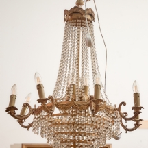 נברשת תקרה עשויה פליז וגדילי זכוכית, 12 נורות