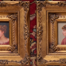 זוג ציורים בסגנון עתיק, שמן על לוח, נתונים במסגרות נאות