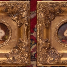 זוג ציורים בסגנון עתיק, שמן על לוח, נתונים במסגרות נאות