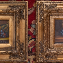 זוג ציורים בסגנון עתיק, שמן על לוח, נתונים במסגרות נאות