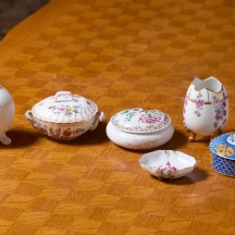 לוט של 6 חפצי נוי עשויים פורצלן, הלבן עשוי זכוכית יצוקה