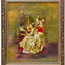 'הקונצרט' טכניקה מעורבת על גבי הדפס