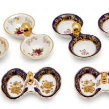 3 זוגות של מלחיות פורצלן מעוטרות וחתומות