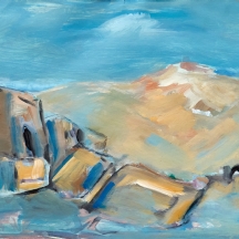 מרדכי אבניאלי (Mordechai Avnieli) – 'בתים בצפת' – גואש על נייר, חתום