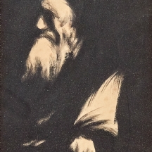 אברהם גולדברג- 'דמות יהודי', גואש שחור על נייר, חתום