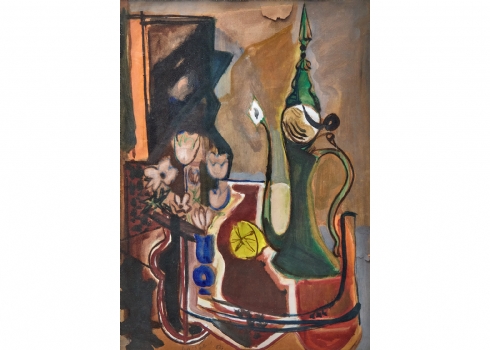 יחזקאל שטרייכמן (Yehezkel Streichman) – 'טבע דומם עם קנקן ירוק וחצי לימון'