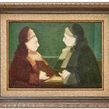 אברהם גולדברג - 'שתי נשים', שמן על בד צרפתי חתום