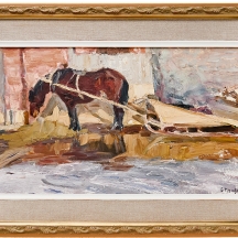 ולדימיר רוטשטיין (Vladimir Rutstein, אמן יהודי-רוסי) 'המתנה' - שמן על לוח, חתום