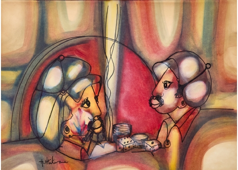 Hargreaves Ntukwana (צייר דרום אפריקאי 1938-1999), 'שני מהמרים'