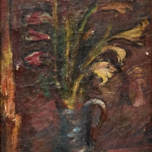 יחזקאל שטרייכמן (Yehezkel Streichman)  'פרחים בכד כחול', שמן על בד