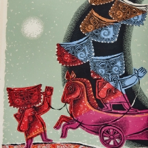 פנחס שער (Pinchas Shaar)- ליטוגרפיה גדולה מתוך סדרה של חגי ישראל (חג פורים)