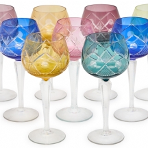 9 גביעי קריסטל צבעוניים עשוים קריסטל מלוטשים בעבודת יד