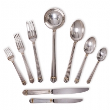 סט סכו"ם צרפתי מתוצרת 'קריסטופל' ('Christofle') חתום עשוי מתכת מצופה כסף וזהב