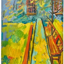 אנה זילברמן (Anna Zilberman, 1935-2000)  'שני ספסלים אדומים'