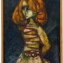 יואל קס (Yoel Kass) – 'נערה אדמונית' – שמן על בד, לא חתום