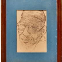 אורנה עמרני - 'דמות תימני זקן' - רישום דיו ונגיעות אקוורל על נייר