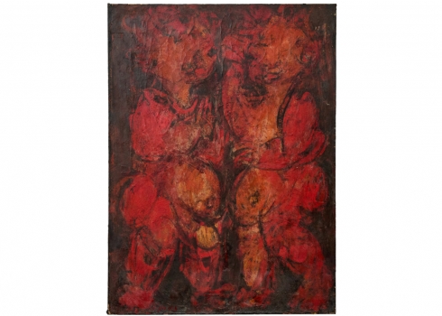 מאיר שטיינגולד (Meir Steingold) – 'זוג באדום' – שמן על בד, חתום, לא ממוסגר