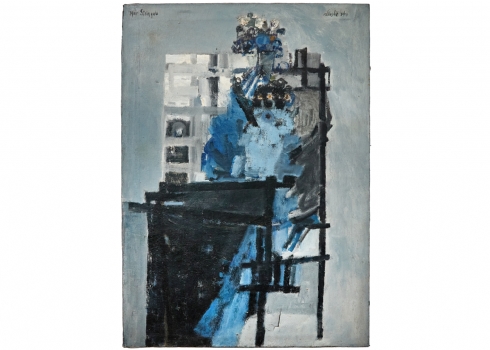 מאיר שטיינגולד (Meir Steingold) – 'אישה על יד שולחן' – שמן על בד