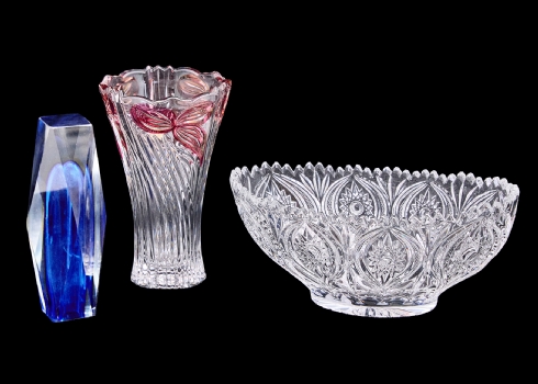 לוט של 3 חפצי זכוכית