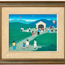 אוברסי פינטו (צייר ברזילאי יליד 1945, Ubiraci Pinto) ציור נאיבי, גואש על קרטון