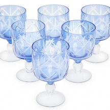 סט של 6 כוסות זכוכית כחולה