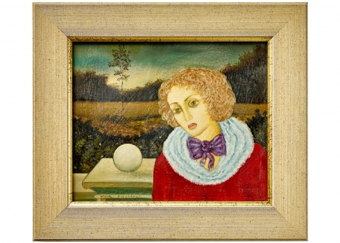 מאיר פיצ'חדזה - כפי הנראה שמן על לוח ממוסגר תחת זכוכית חתום