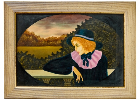 מאיר פיצ'חדזה - כפי הנראה שמן על לוח ממוסגר תחת זכוכית, חתום