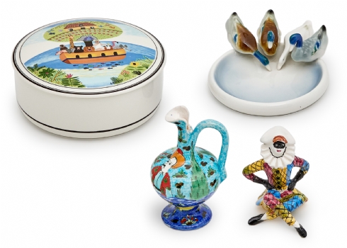 4 כלי קרמיקה ופורצלן שונים