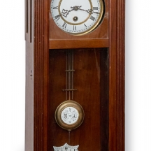 שעון אורלוגין גרמני עתיק עשוי עץ מתכת וזכוכית