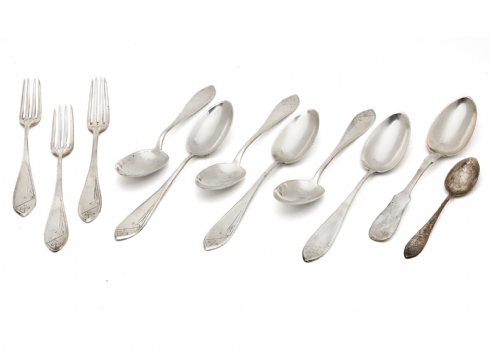 חלקי סט סכום רוסי עשוי כסף 800, חתום