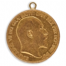 מטבע זהב אנגלי אדוארד השביעי (Edward VII) של חמישה פאונד (5 Pounds). עמלה 10%