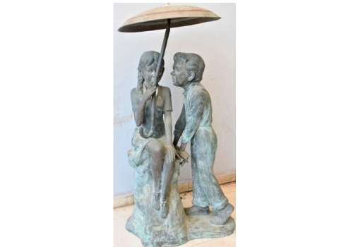 מזרקת ברונזה כבדה ומרשימה למרפסת או גינה