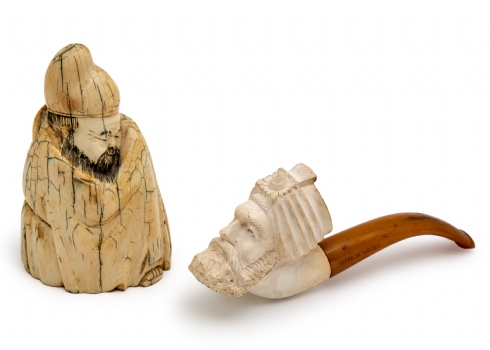 מקטרת עתיקה עשויה מירשאום וקישוט סיני עשוי חומר טבעי