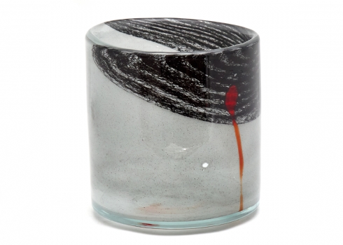 כד גדול ומסיבי עשוי זכוכית סטודיו בניפוח יד, חתום